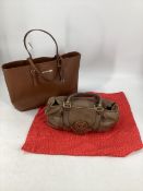 Tory Burch, brown leather handbag with emblem to front, condition good but used, some marks see