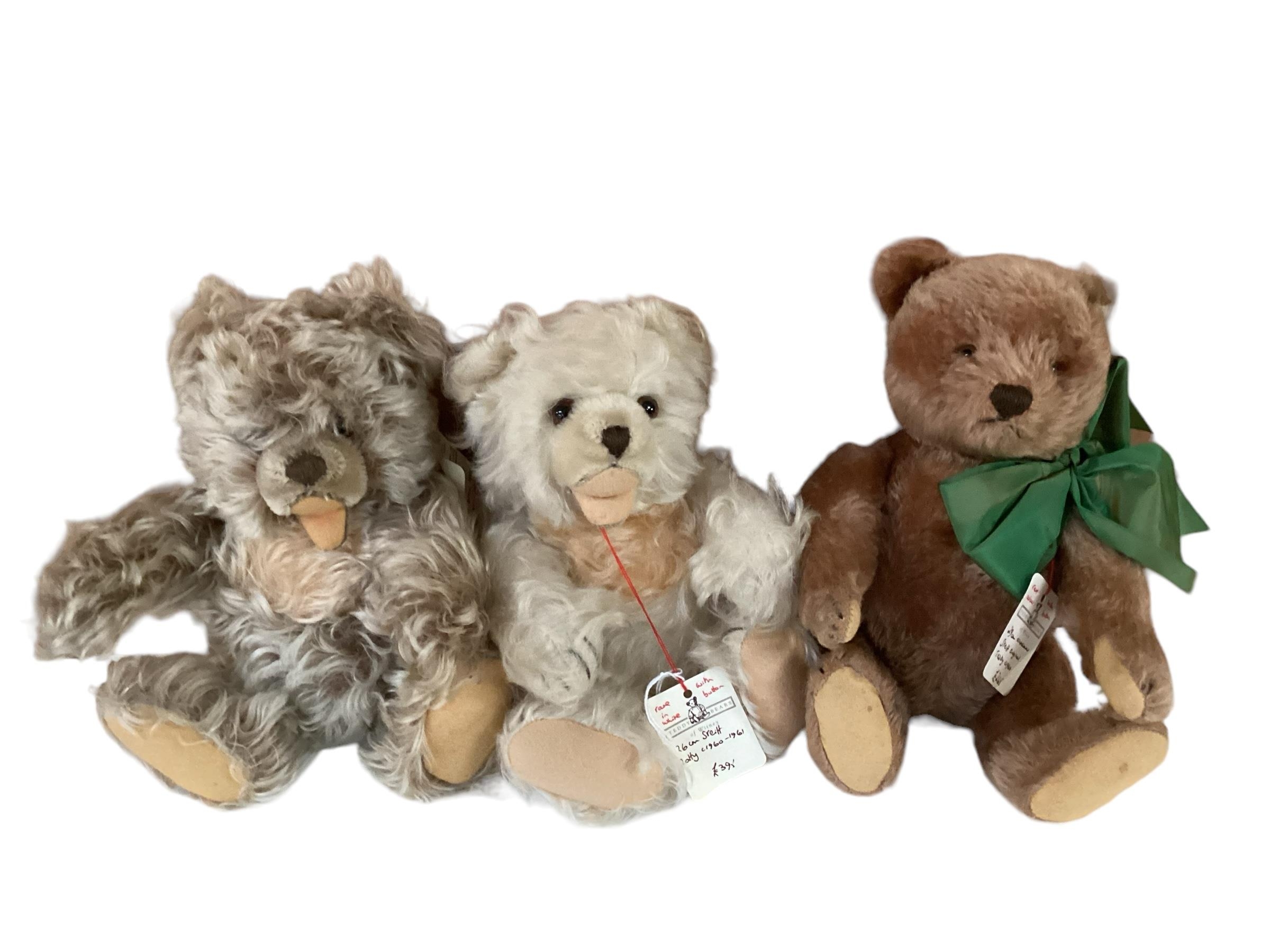 Three original Steiff bears, to include 1970s Zotty, with button, 10.5cm. and 26cm Steiff Zotty,