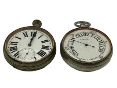 A Goliath pocket watch together with a similar pocket barometer.