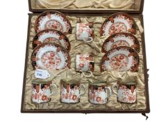 A cased set of Royal Crown Derby, 6 set coffee cans and saucers, no sign of damage or repair.