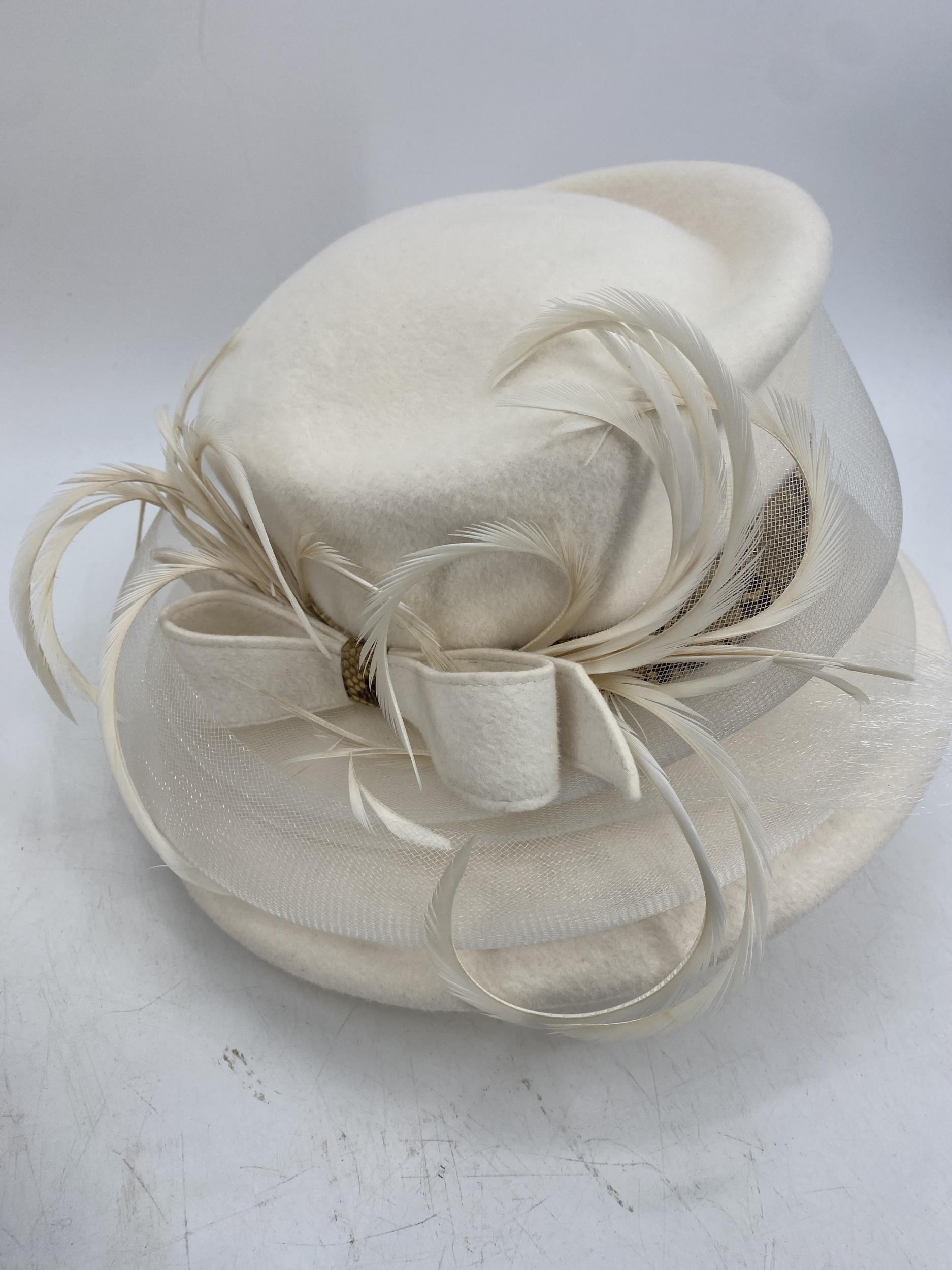 Three hand made designer hats: cream felt Marzi-Firenze, for Harrods, Condition, been used but - Image 2 of 6