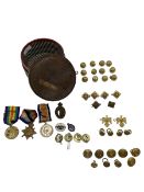 Collection of militaria to include three WW1 medals, to s-7671 t .cpl B HADDEN A.O.C. and a