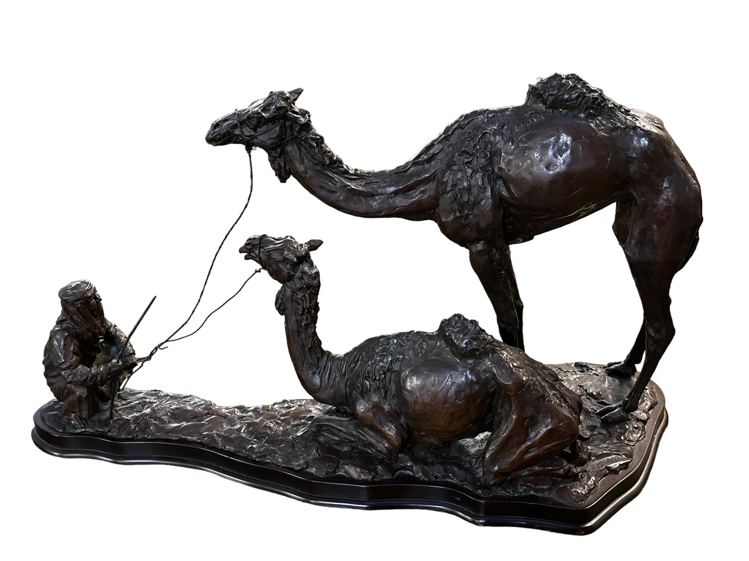 EMMA MACDERMOTT (British), Bronze, Camels, bespoke private commission circa late 1990s, 1/6, 40cm - Image 3 of 4