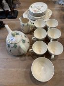 Royal Doulton The Coppice, pheasant pattern tea service, some wear, crack to cup and the odd chip,