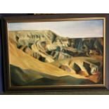 CONTEMPORARY ART: JANICE WALTON, (British), abstract desert escarpment scene, signed and dated lower