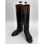 GUCCI, pair of black and brown leather boots, size 37 1/2 ; been re-soled and heeled, condition,