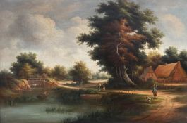 ALLESSANDRO MAFFEI CIRCA 1790-1859, Italian, Oil on canvas, Country River Scene, signed lower right,