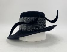 PHILIP TREACY, black velour felt hat with snake skin trim, been used, but very minor wear