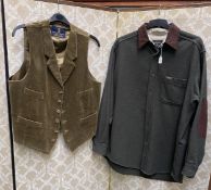 A Woolrich gents wool shirt with suede collar and elbow pads (L), and a Kent & Curwen country