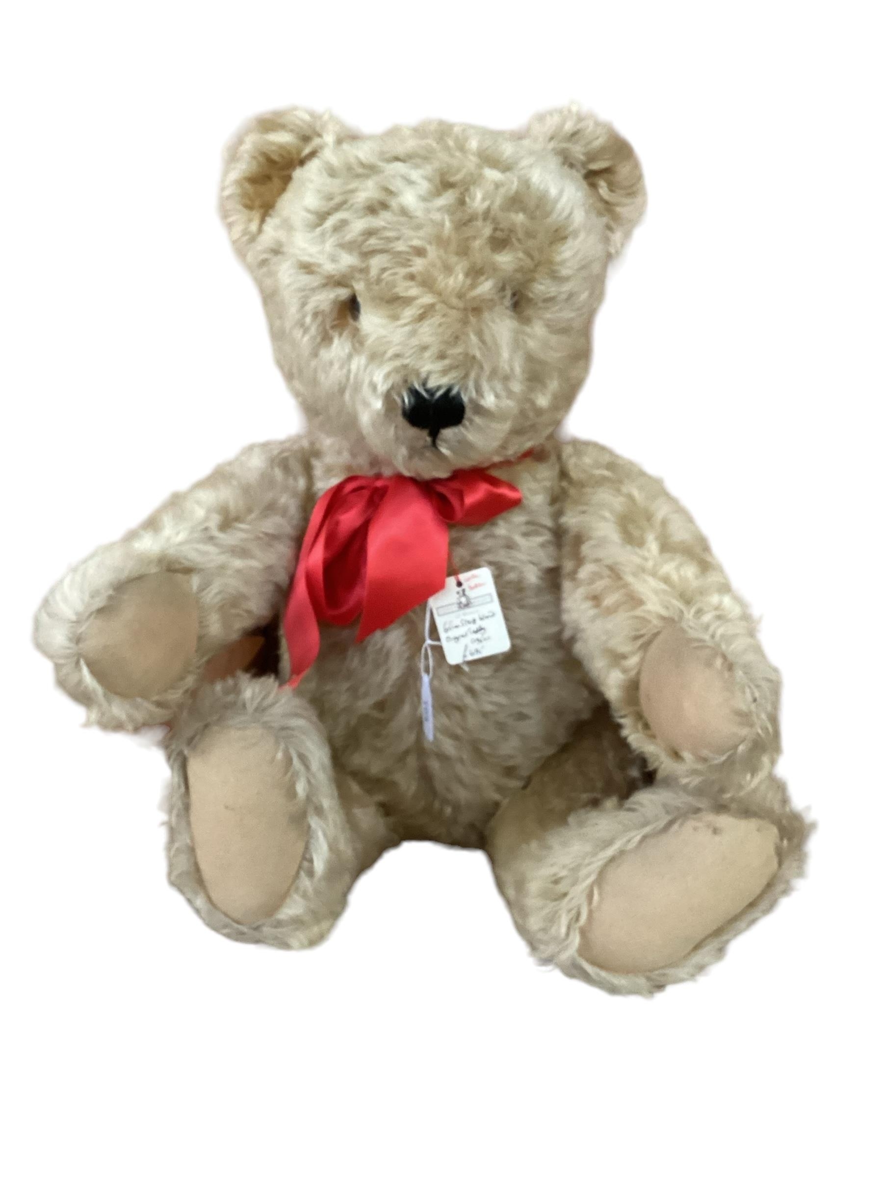 Original Steiff bear with button, 65cm Blonde, 1950 in good condition, slight light markings to