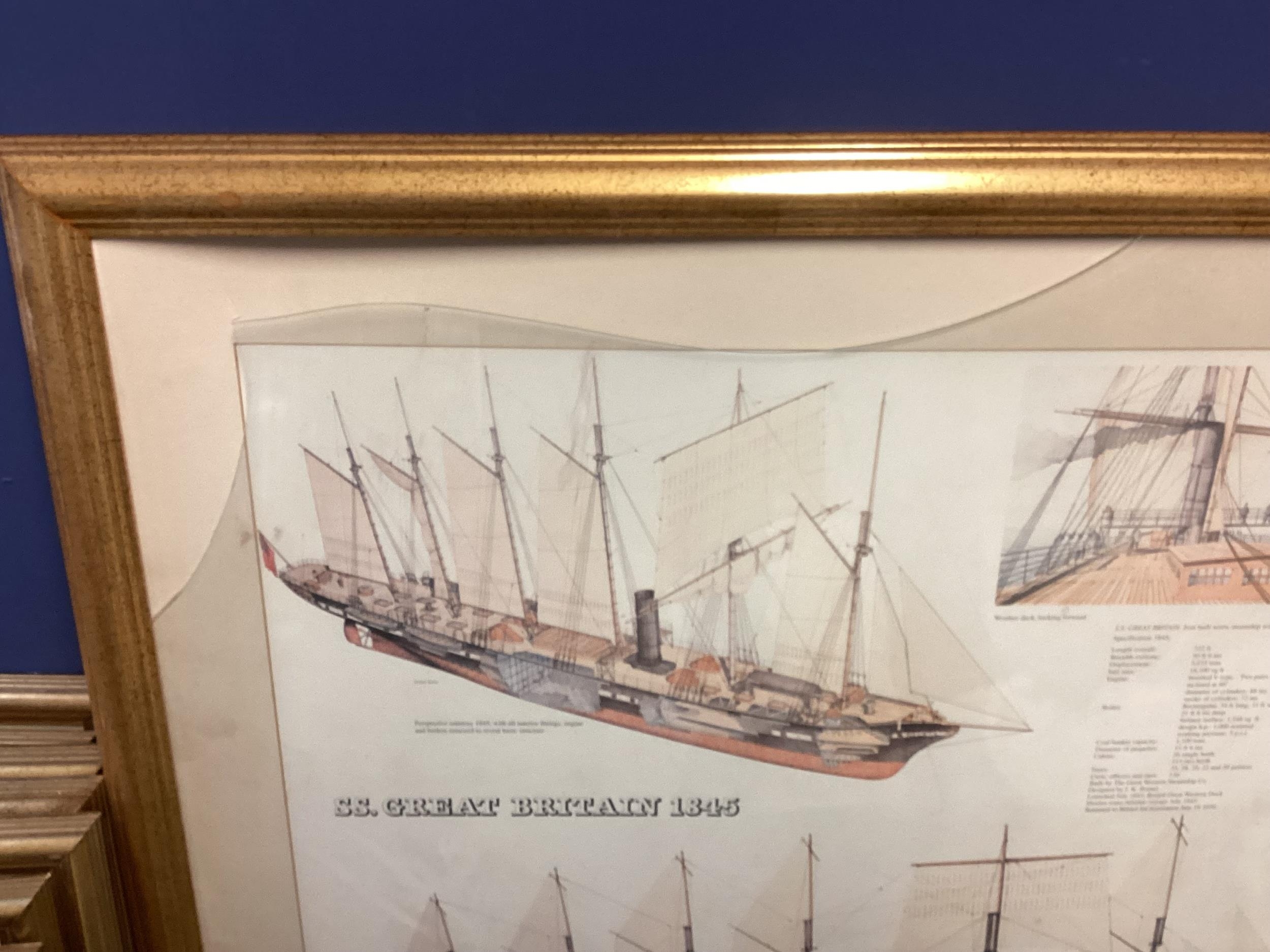 A quantity of framed and glazed decorative prints, including SS GREAT BRITIAN, 1845, all as found - Image 8 of 8