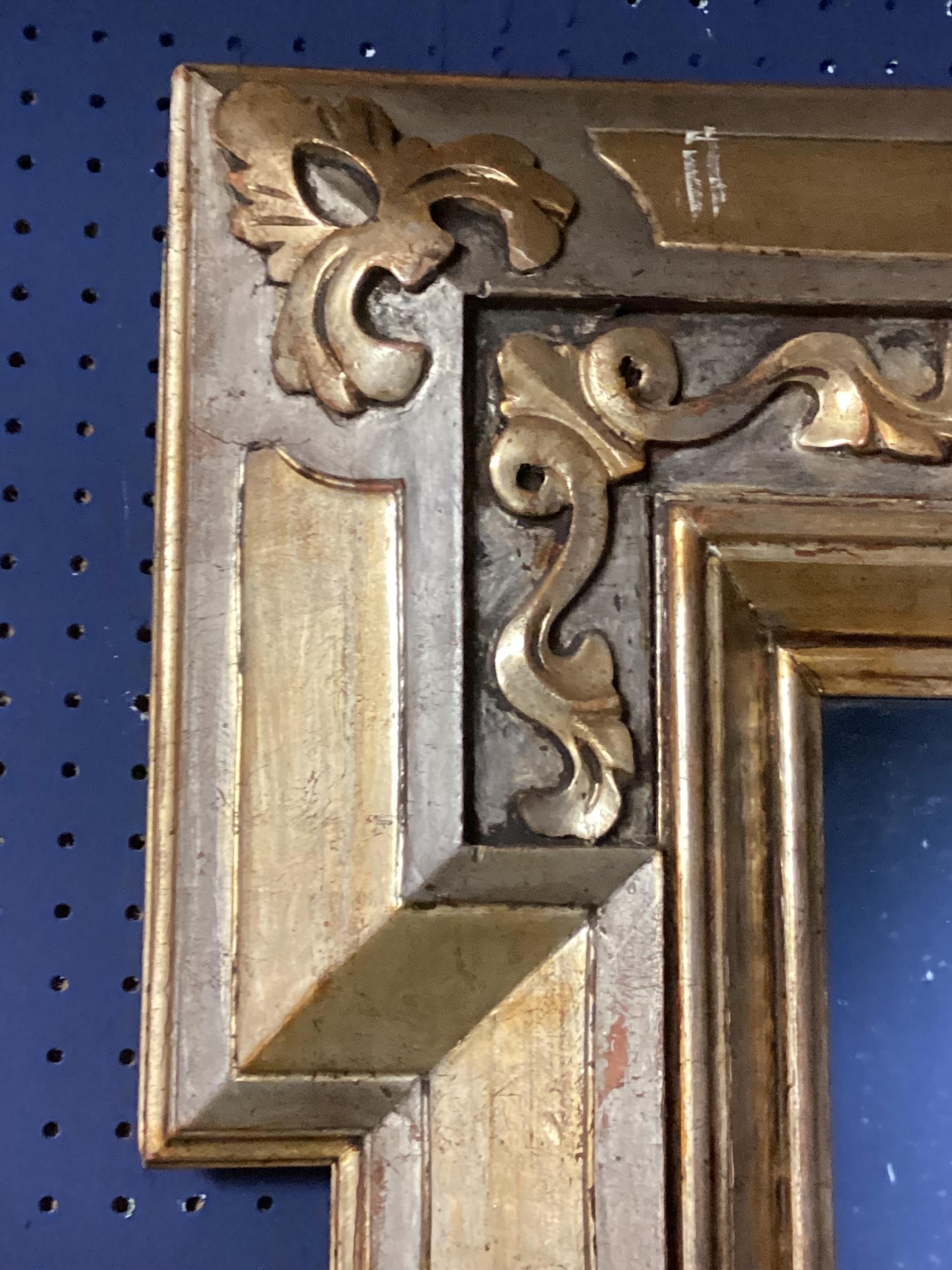 A contemporary rectangular gilt framed wall mirror, with floral pattern to mount, 100cmH x 83cm W, - Image 4 of 4