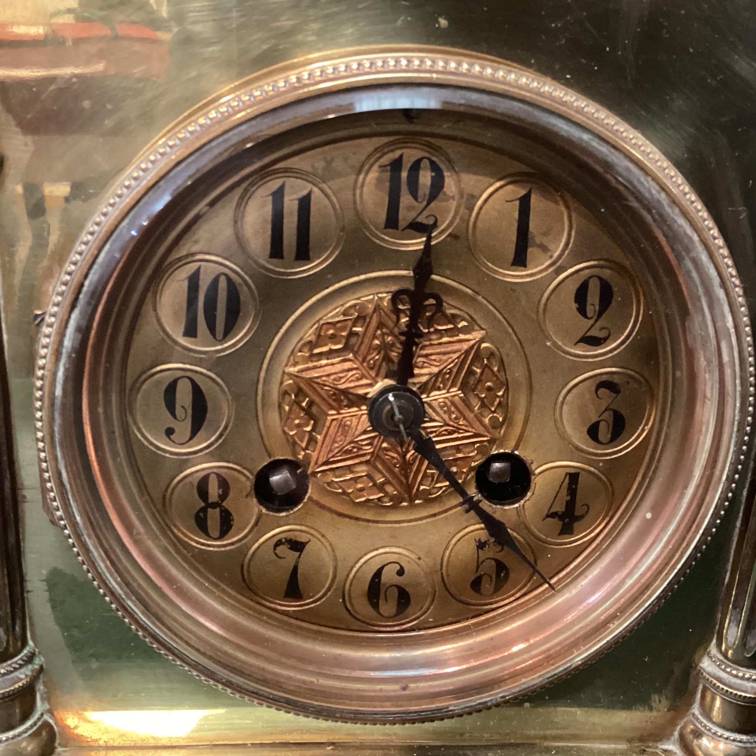 A C19th brass French mantle clock in the Adam style, 25cm H - Image 2 of 6