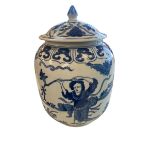 Chinese blue and white ginger jar, 6 character qing mark in under glazed blue to base in double blue