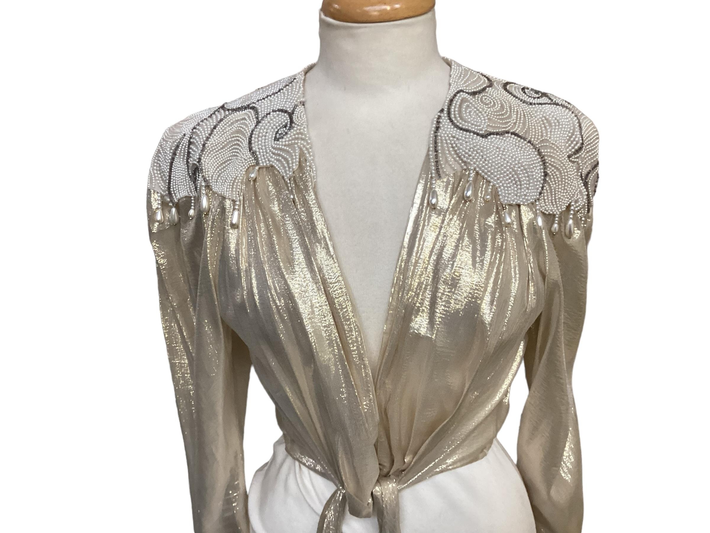 Bruce Oldfield, silk cream suit, couture, cream silk full length dress, condition a mark see - Image 19 of 23