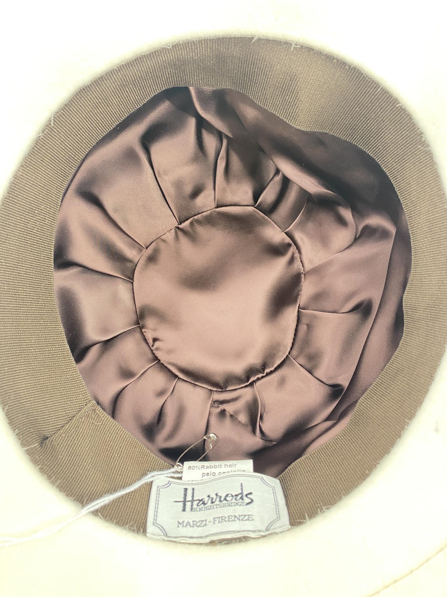 Three hand made designer hats: cream felt Marzi-Firenze, for Harrods, Condition, been used but - Image 3 of 6