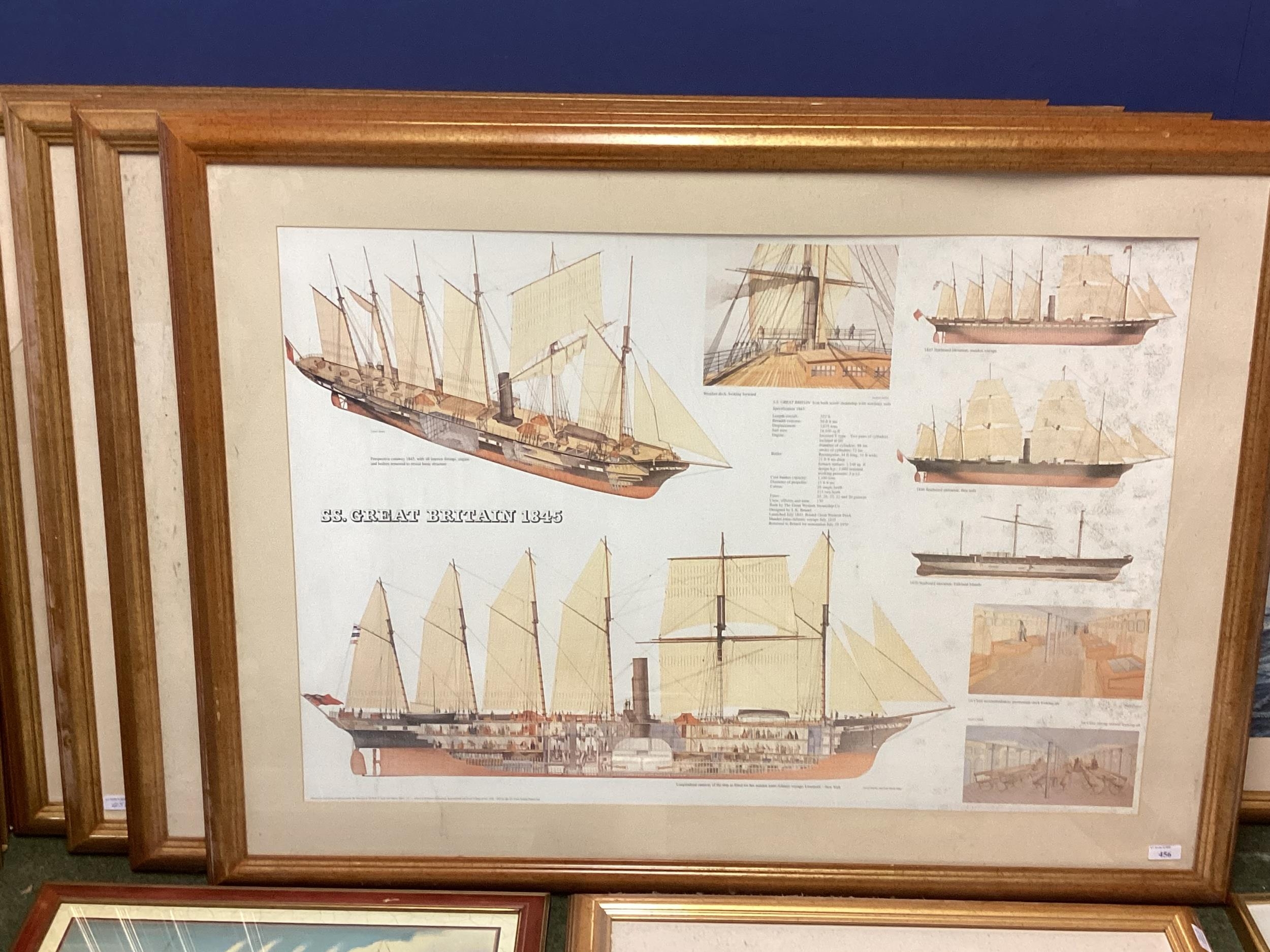 A quantity of framed and glazed decorative prints, including SS GREAT BRITIAN, 1845, all as found - Image 5 of 8