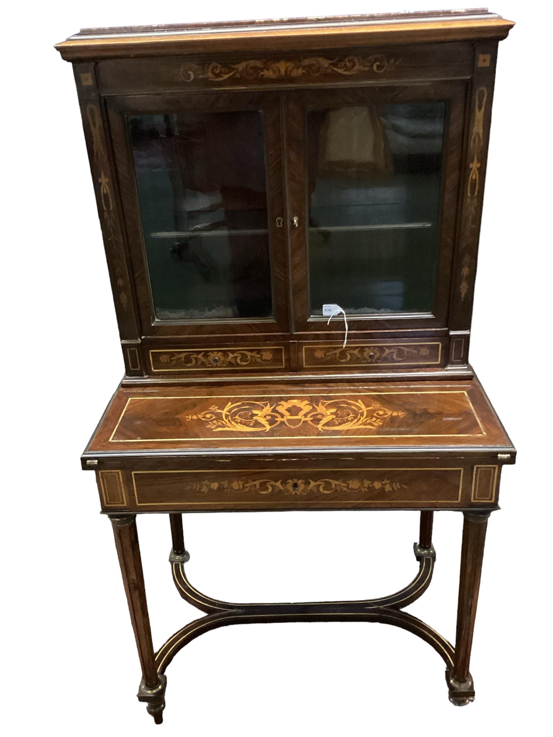 A French Kingwood and satinwood inlaid Bonheur de Jeur - Image 7 of 20