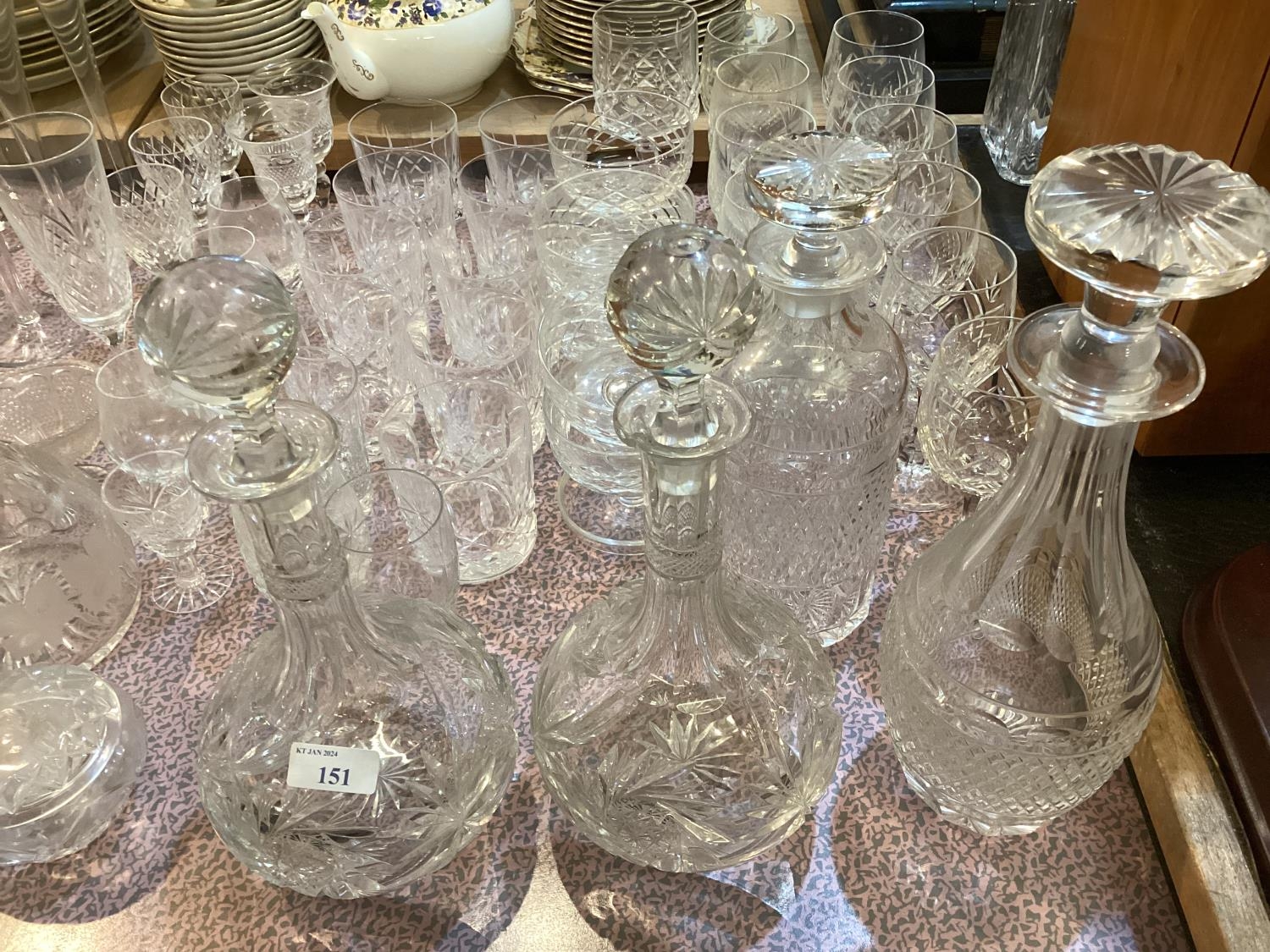 A quantity of glassware to include decanters, candlesticks , champagne glasses, tumblers etc - Image 2 of 5