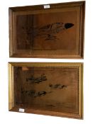 Two copper plate engravings, a Phantom FG1 and a Battle of Britain Memorial flight, in oak frames,