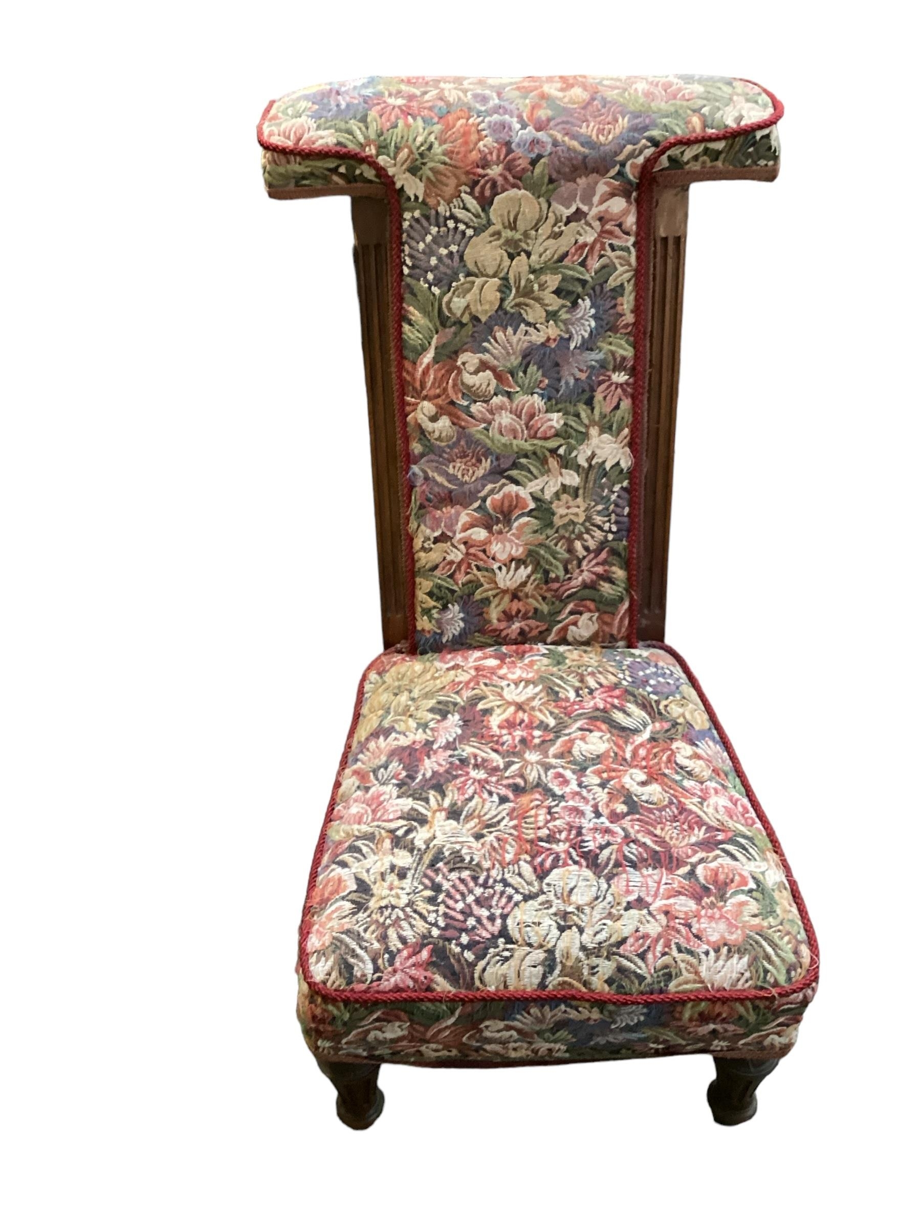 Victorian Prie Dieu chair with tapestry upholstery and barley twist sides; and Prie Dieu chair - Image 6 of 14