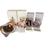 Four boxed Steiff bears, boxed with certificates, The Royal Platinum Wedding 30cm; Nicholas, Faberge