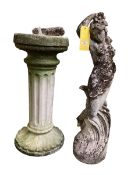 Reconstituted weathered statue on a separate pedestal, overall height 159cm H, weathered and as