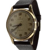 A Rolex Precision gentleman's 9ct gold 30mm cased wristwatch, gold face with gilt Arabic markers