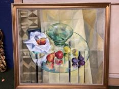 CONTEMPORARY ART: JANICE WALTON, (British), modern abstact still life, in gilt frame , signed