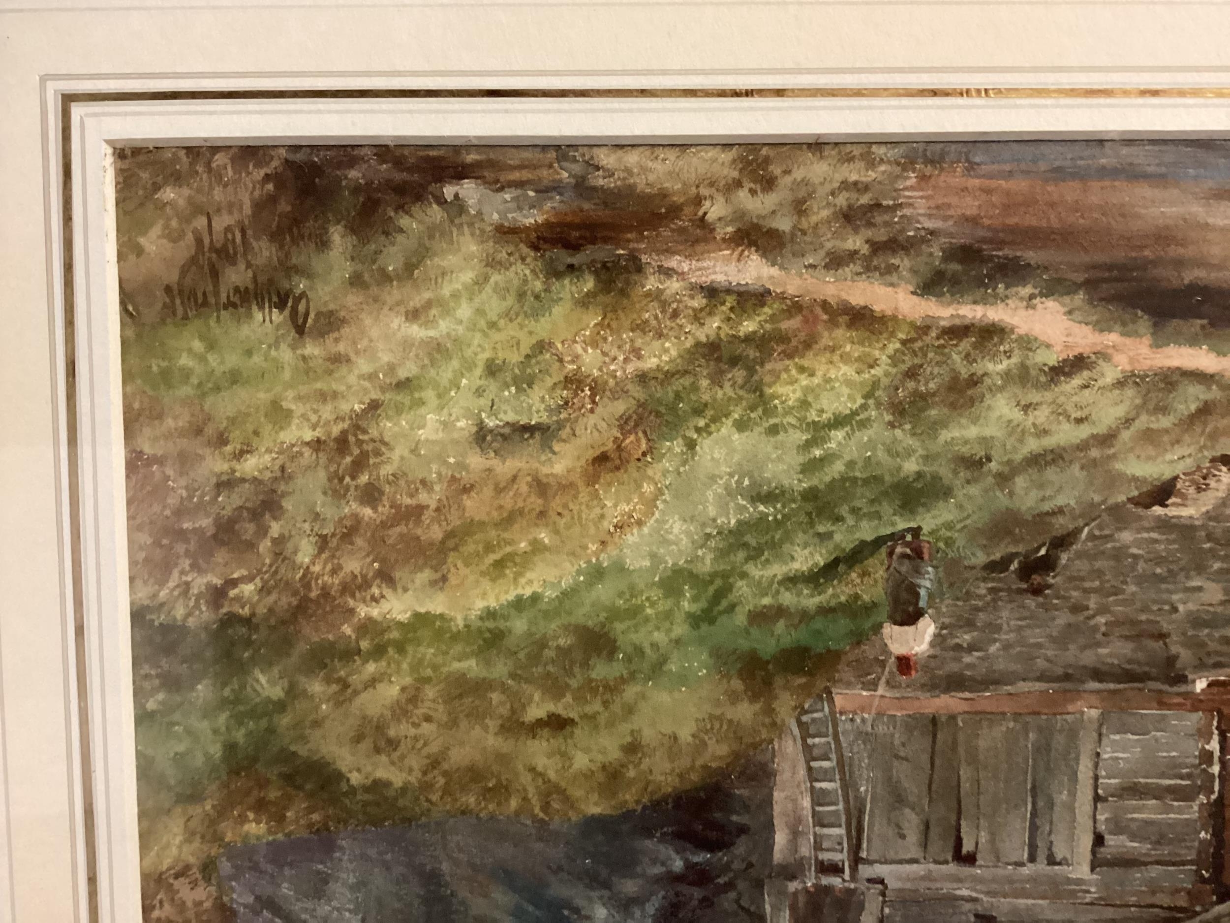 Two gilt glazed watercolours, Mountain hut, signed lower right and dated, indistinctly 1848, see - Image 7 of 7