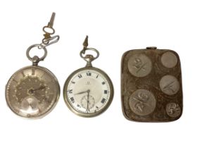 A Stirling silver keywind pocket watch, with engraved gilt silver face, with gilt Roman numeral