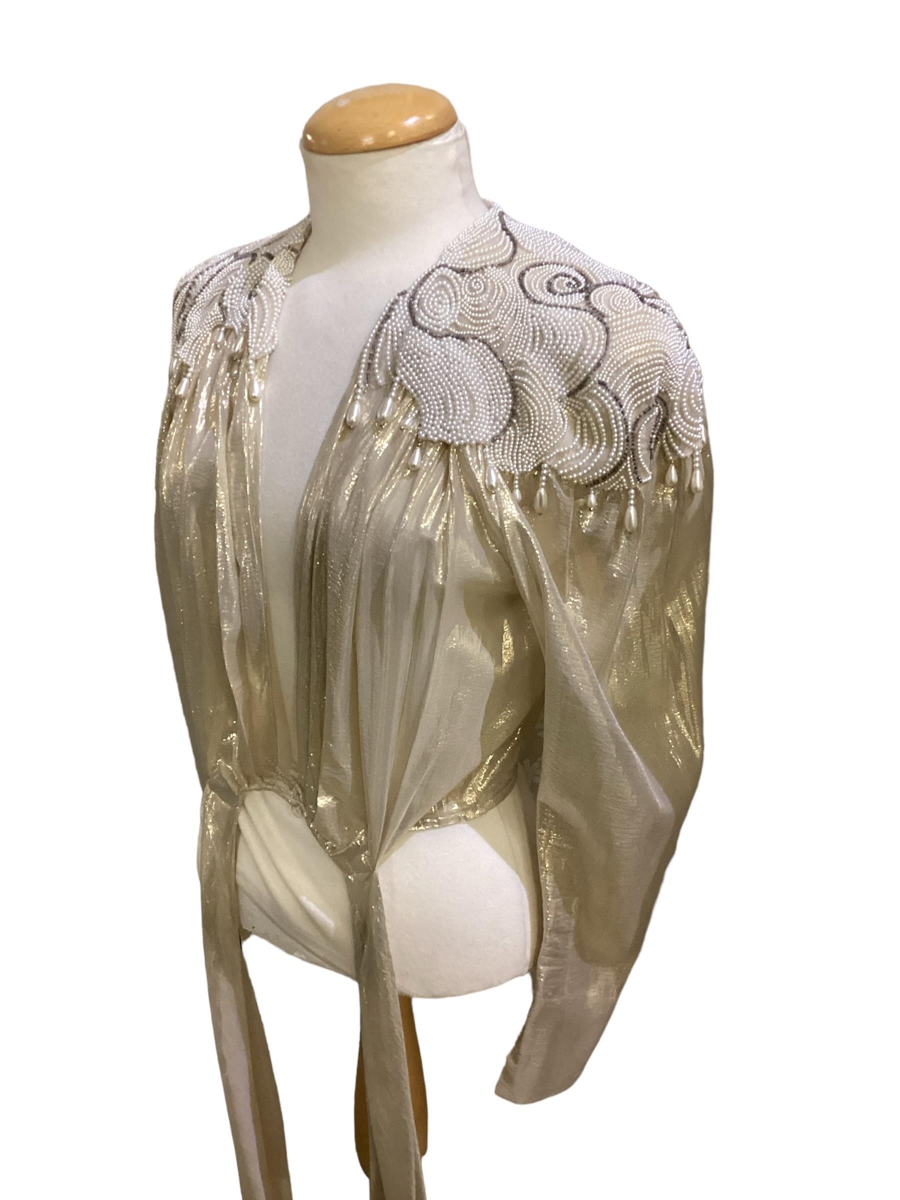 Bruce Oldfield, silk cream suit, couture, cream silk full length dress, condition a mark see - Image 11 of 23