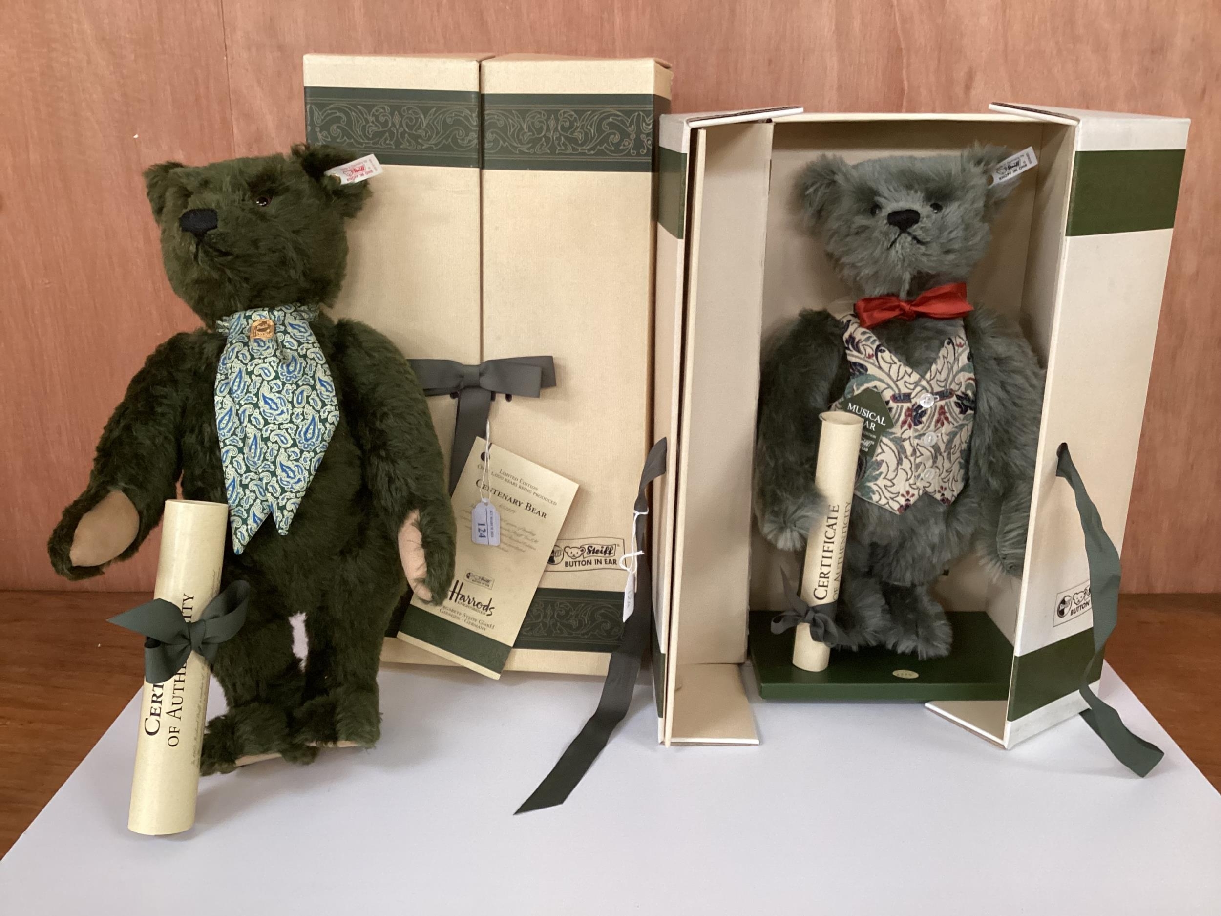 Two Steiff exclusively for Harrods green bears, boxed with certificates, Centenary bear and - Image 2 of 15