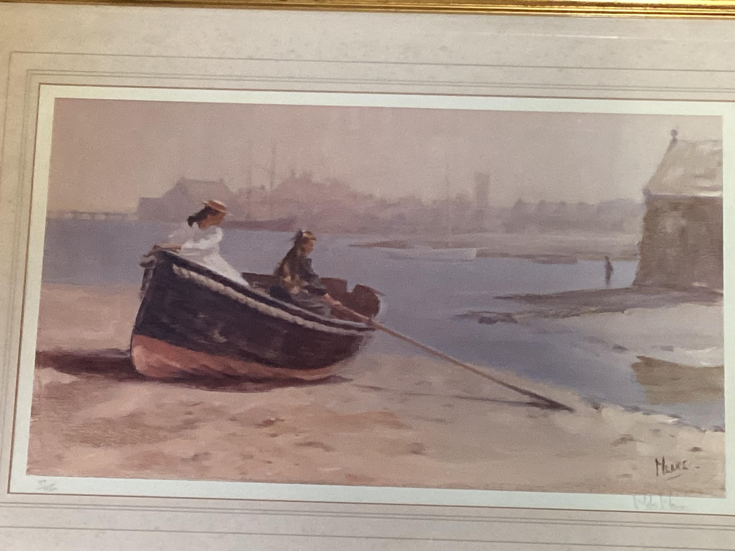 A set of five modern gilt framed and glazed prints of Edwardian boating scenes, 44cm x 63cm - Image 4 of 4