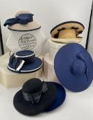 A quantity of ladies hats and hat boxes, to include 2 x Silvia Fletcher at James Lock & Co (used,