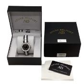 Andre Belfort gentleman's automatic wristwatch, black face with white enamel bezel, unworn boxed