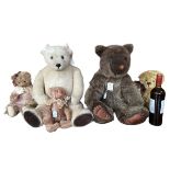 A collection of 6 handmade mohair bears, Sue Lane, and various, in used condition