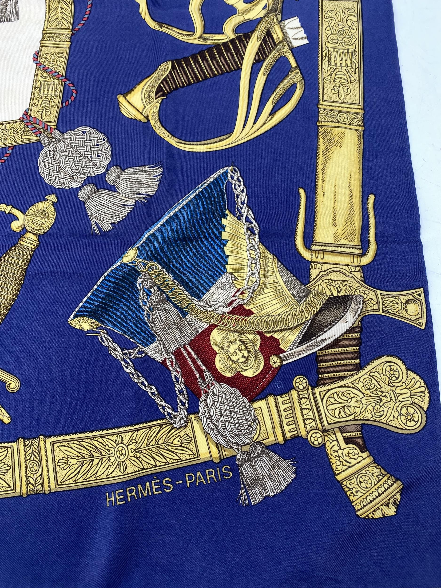 Two Hermes scarves, Grande Uniforme, small staining in cream and tiny pin hole in centre; and - Image 10 of 12