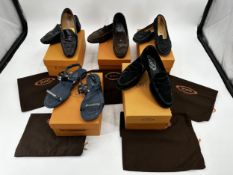 TODS ladies shoes: Five pairs of Tods, all in original orange Tods box , with dust covers: three