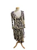 Quantity of designer clothes, to include, Emilio Pucci, silk dress, UK 12. DVF burgundy lace