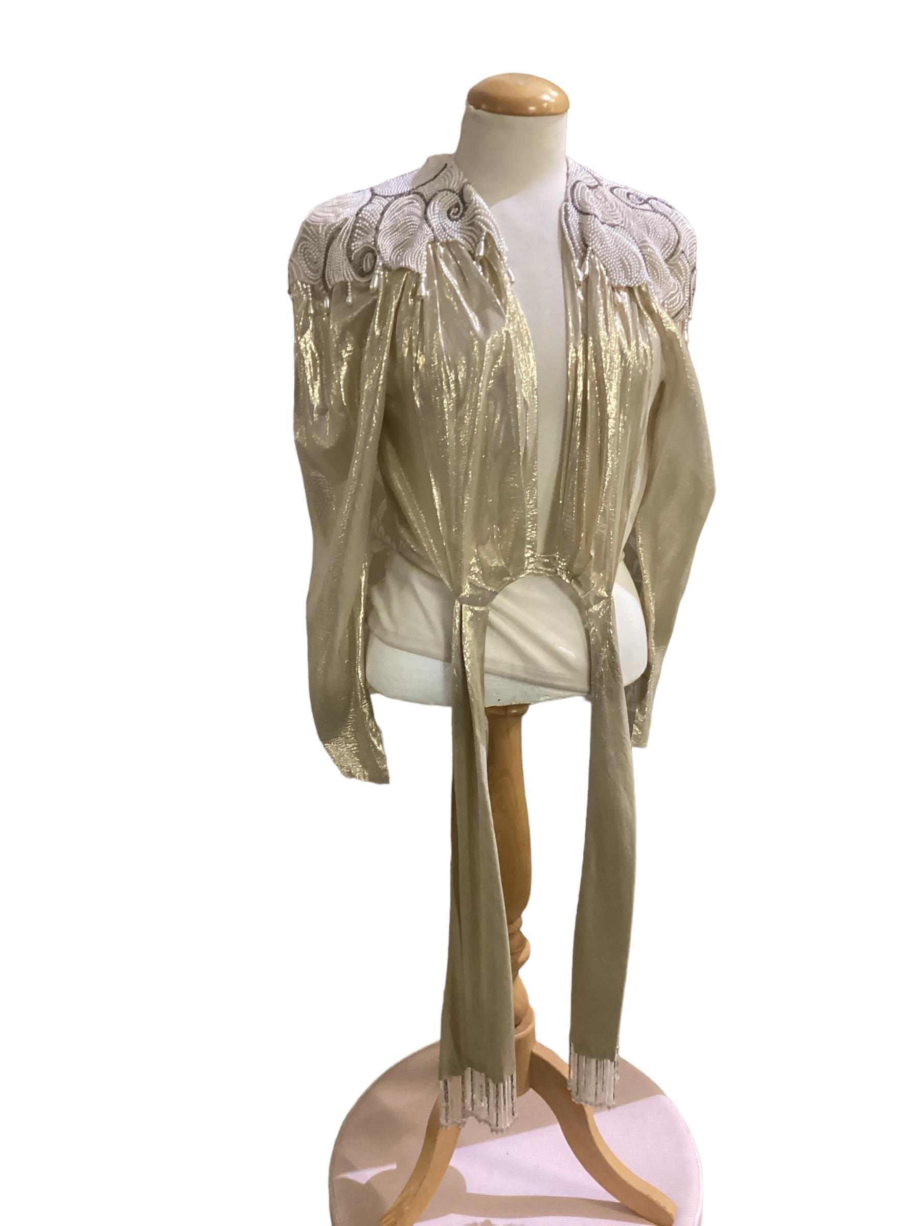 Bruce Oldfield, silk cream suit, couture, cream silk full length dress, condition a mark see - Image 17 of 23