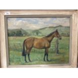 NIGEL LOVETT, (20th Century), A contemporary framed oil on canvas, Horse in landscape, signed and