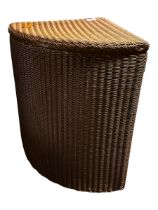 A Lloyd Loom corner laundry basket, 55cmH, LL label to interior