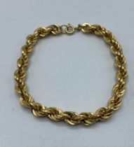 An 18ct gold rope twist bracelet , 21cm, 12.7g