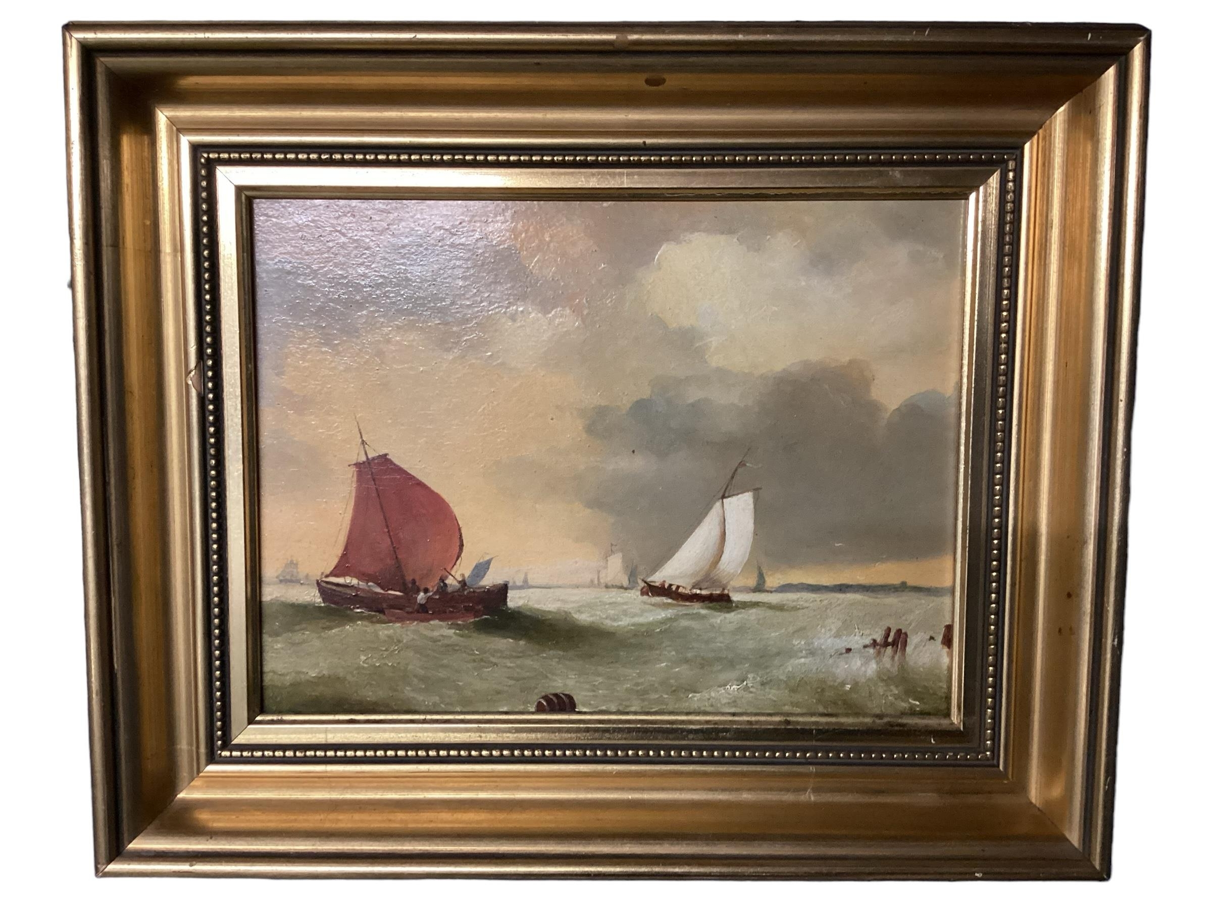 ANDRE DE MOLLER C20th, British, Two pairs gilt framed oil on canvas, depicting C19th shipping - Image 17 of 32