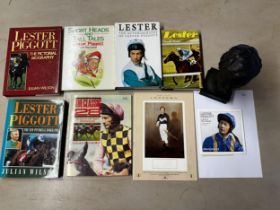 A quantity of Lester Piggott memorabilia, to include books, biography, autobiography's; A signed