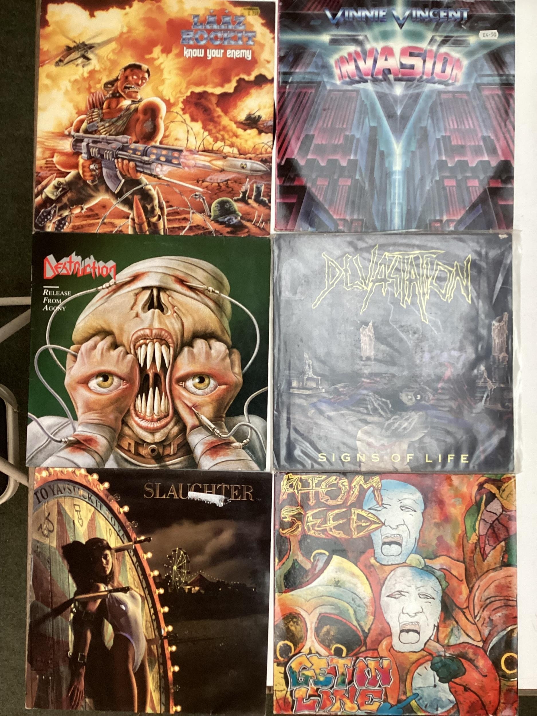 Vinyl records circa 18, see photos for a selection of albums, Slaughter Stick It To Ya, Atom Seed - Image 2 of 3