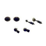 A collection of Lapis jewellery to include a pair of cuff links earrings etc.