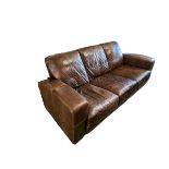 A good, modern brown leather sofa 211cm L