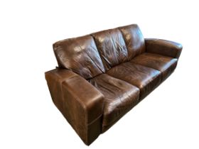 A good, modern brown leather sofa 211cm L